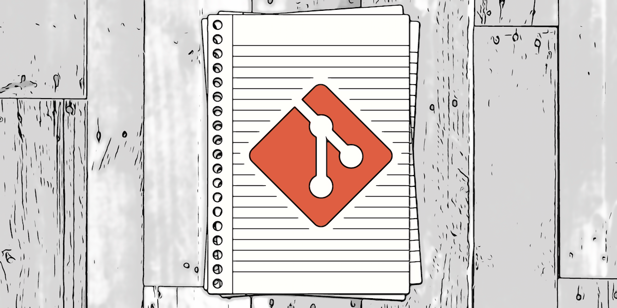 A stack of punched, ruled pages with Git logo on topmost page.